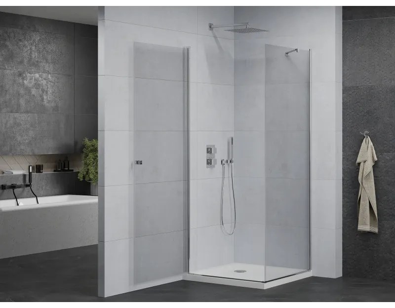 Mexen Pretoria sprchovací kút 70 x 70 cm, priehľadná, chróm + plochá sprchová vanička, 852-070-070-01-00-4010