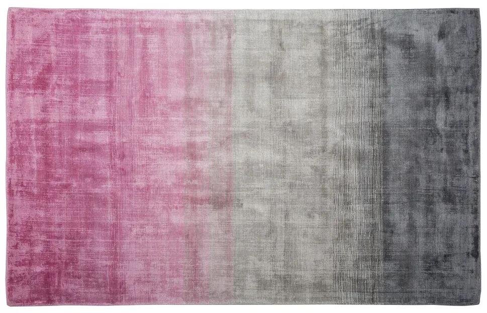 Viskózový koberec 140 x 200 cm ružová/sivá ERCIS Beliani