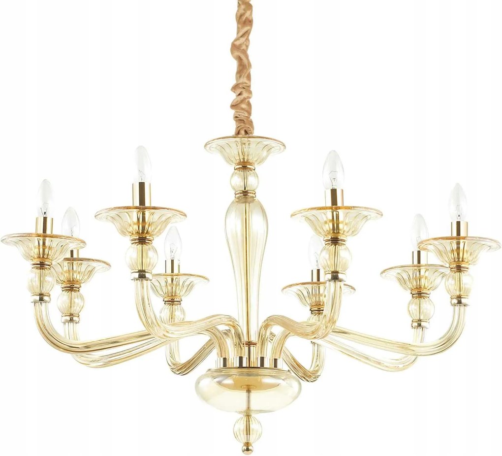 Závesný luster Ideal Lux Danieli SP8 ambra 8xE14 320W sklo oranžová