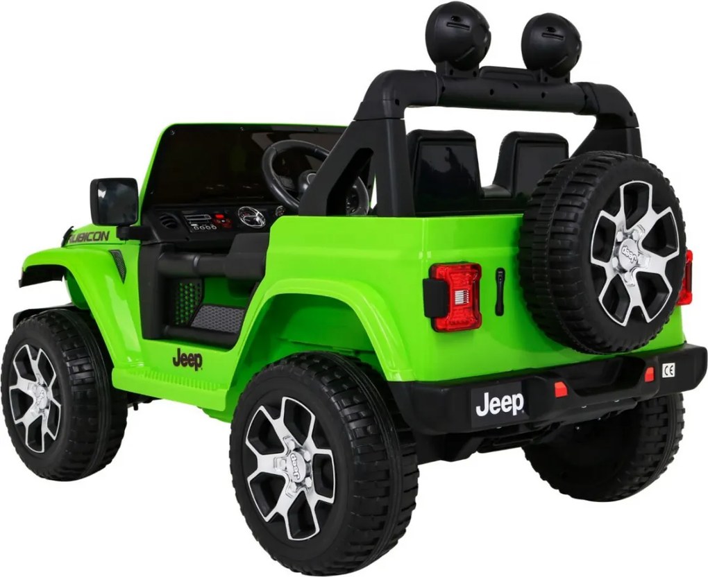 Ramiz Jeep Wrangler Rubicon batéria pre deti Zelená + diaľkové ovládanie + MP3 LED rádio + EVA kolesá