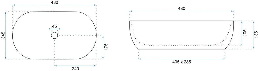 Rea Amelia, umývadlo na dosku 480x345x135 mm, imitácia kameňa-piesková, REA-U8480