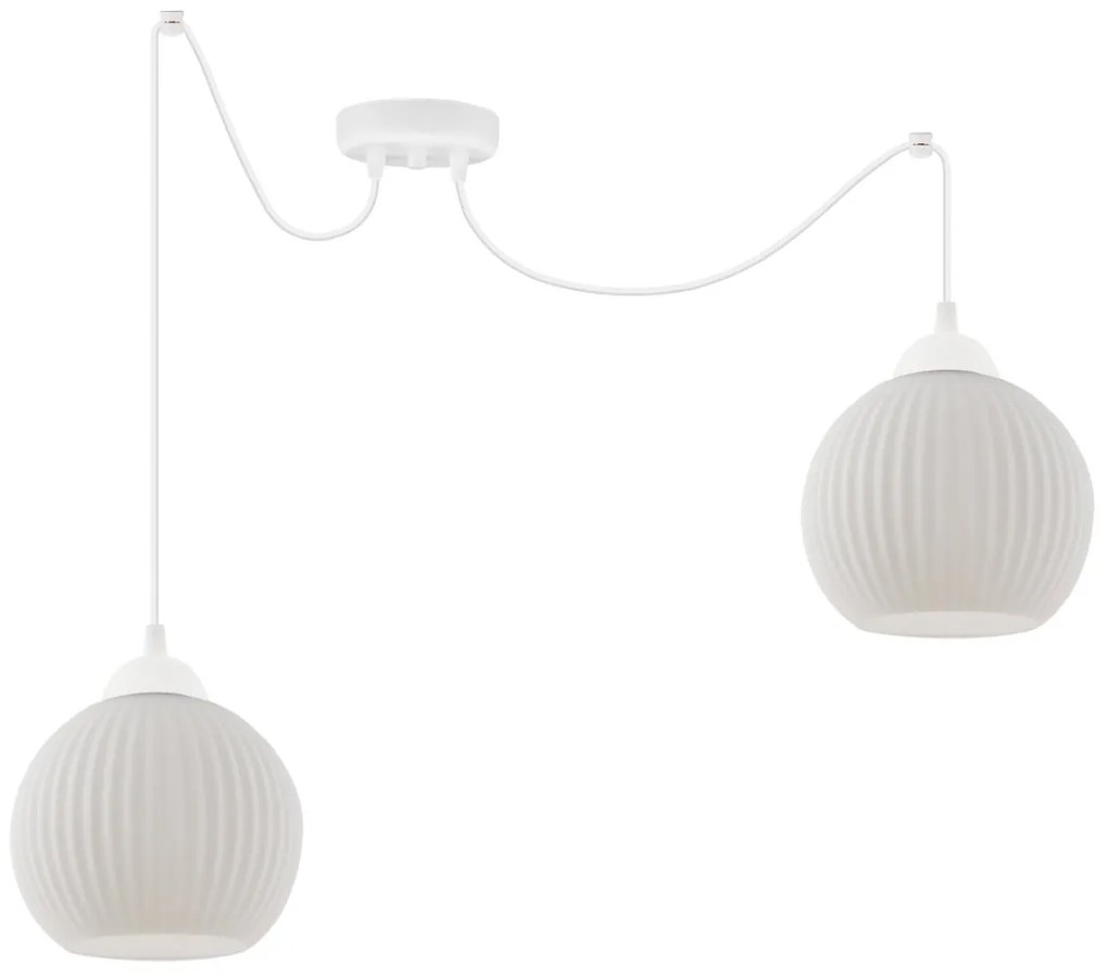 Závesné svietidlo Riffle Round Spider, 2x biele sklenené tienidlo, w
