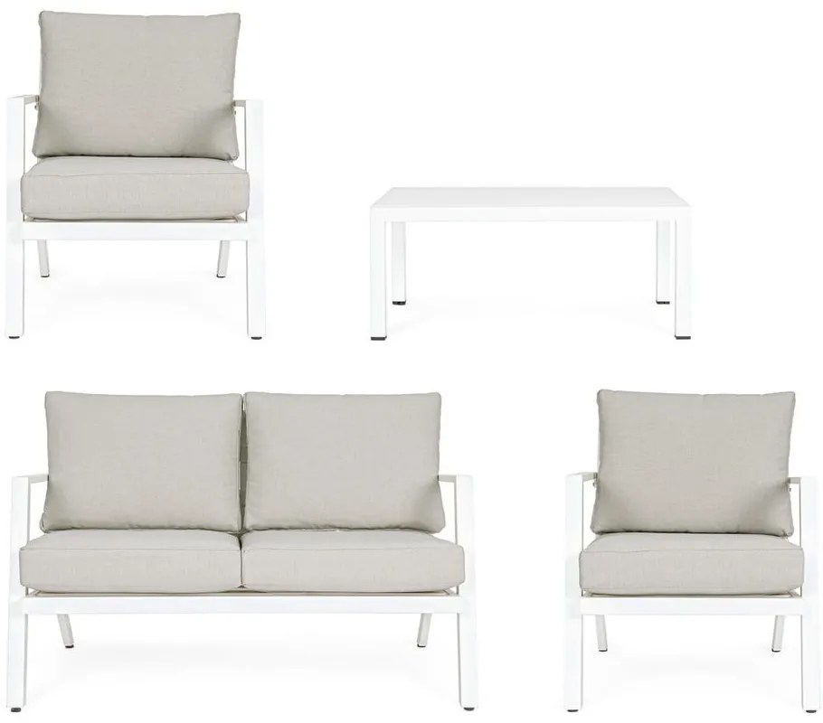 Bielá hliníková záhradná lounge súprava pre 4 Harley – Bizzotto