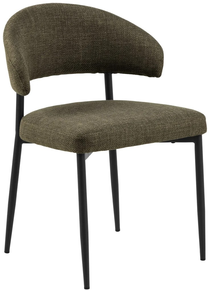 IRIS Olivovo Zelená (látka Basel 77) - ČALÚNENÁ STOLIČKA S PLETENÝM OPERADLOM DO OBÝVAČKY/JEDÁLNE LOFT