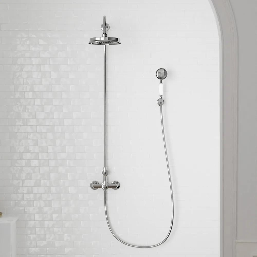 STEINBERG 350 nástenný sprchový systém s termostatom, horná sprcha priemer 225 mm, ručná sprcha 1jet, matná čierna, chróm, 3502721