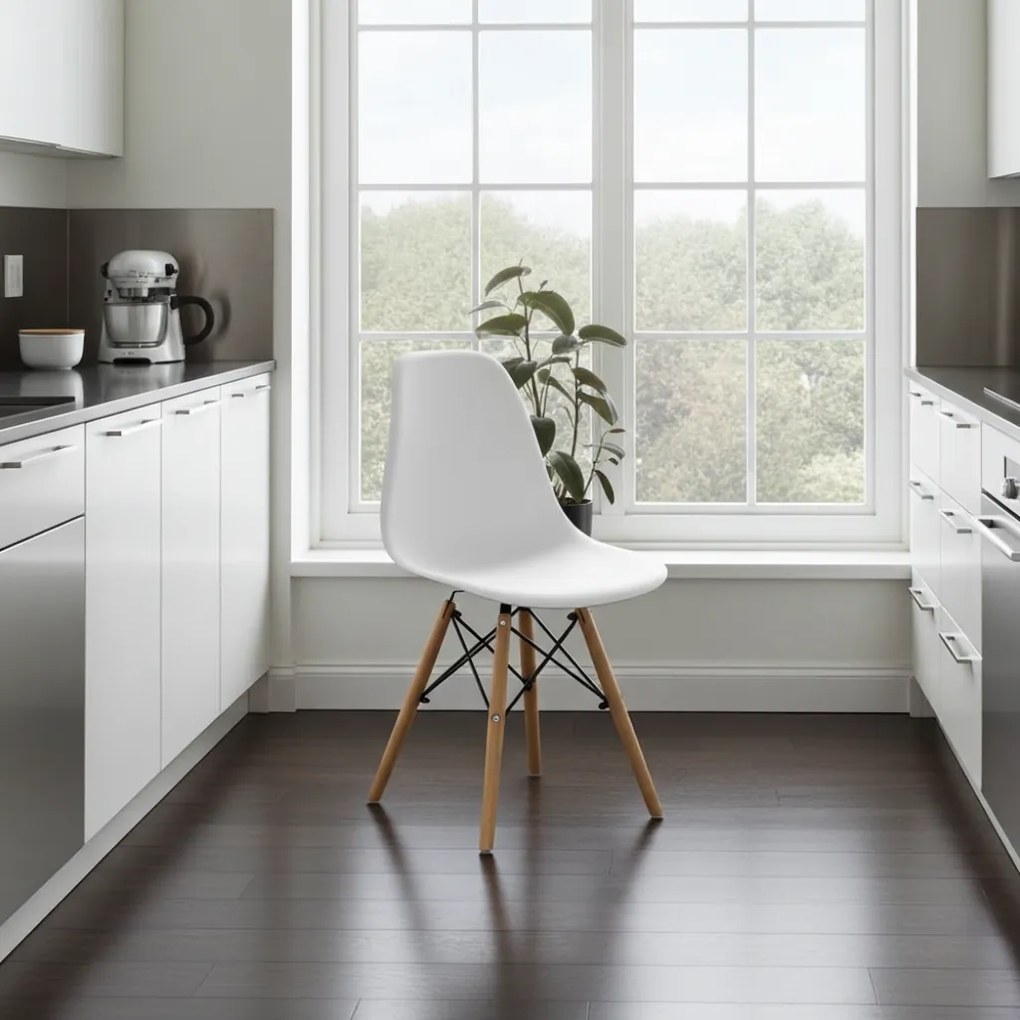 Stolička OSAKA biela / prírodné nohy