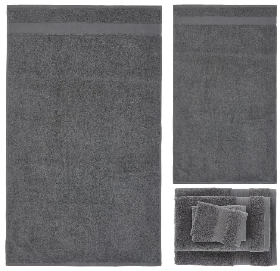 Tmavosivé froté bavlnené uteráky a osušky v súprave 6 ks Anti–Bacterial – Catherine Lansfield