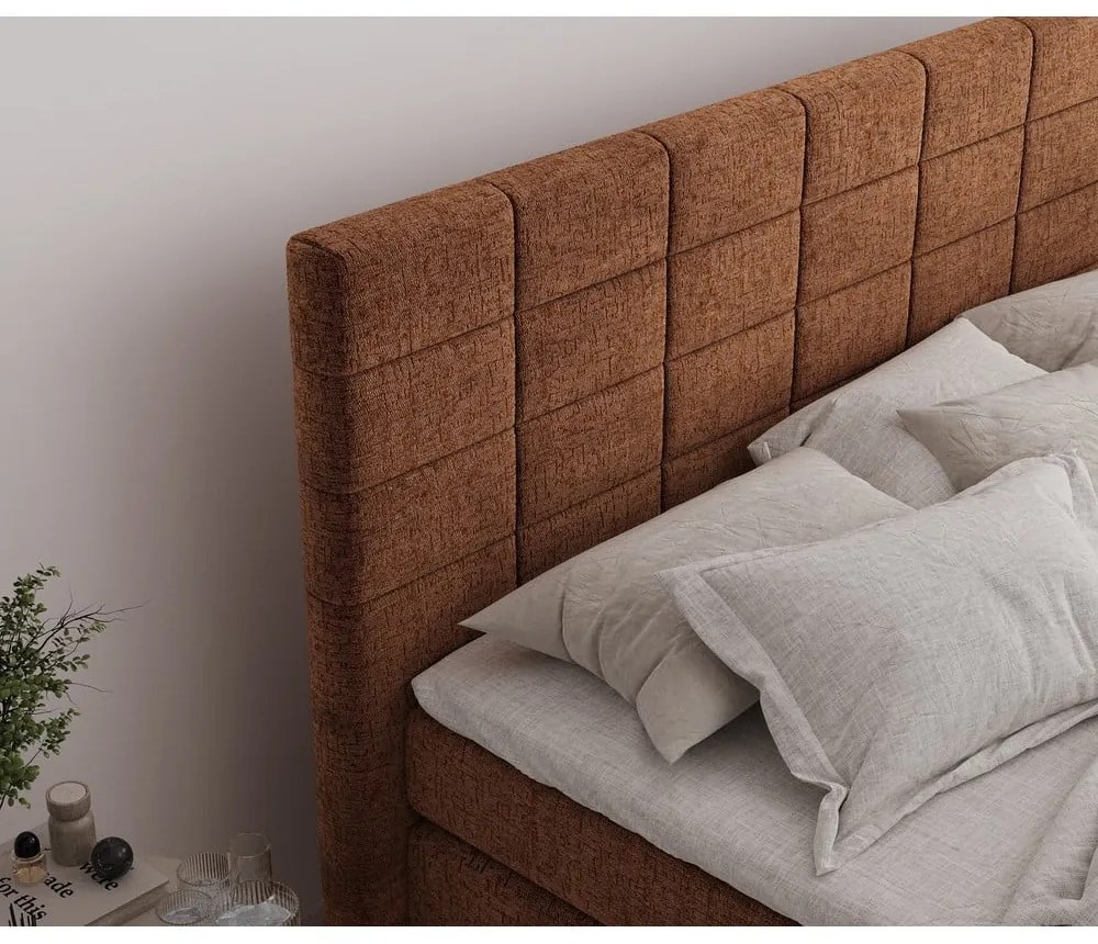 Oranžová boxspring posteľ s úložným priestorom 160x200 cm Ava – Maison de Rêve