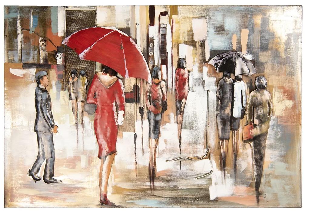 Nástenný dekoratívny obraz Ľudia v daždi - 120 * 5 * 80 cm