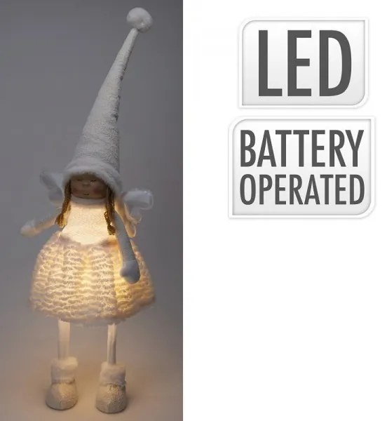 LED anjelka v bielej farbe 81 cm