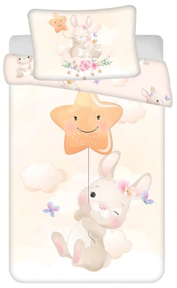 Žlté bavlnené detské obliečky do postieľky 100x135 cm Bunny "Star" – Jerry Fabrics
