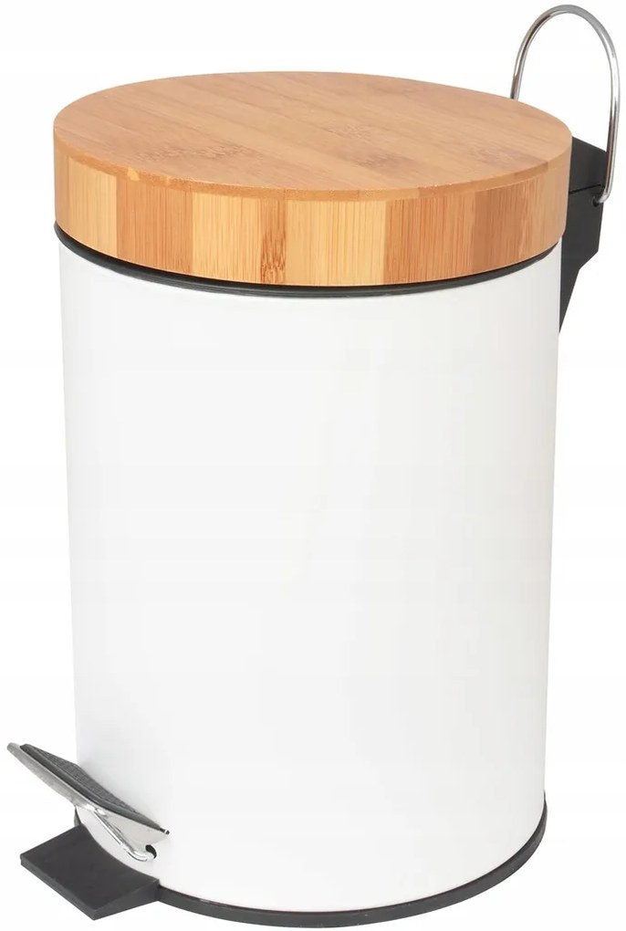 Odpadkový kôš do kúpeľne s bambusovým krytom 3l - biely