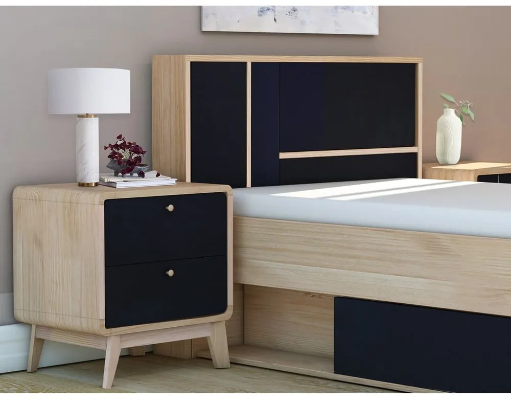 Čierny nočný stolík v dekore duba Cassie - Støraa