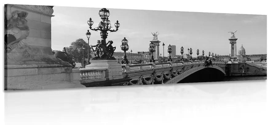 Obraz most Alexandra III. v Paríži v čiernobielom prevedení Varianta: 120x40