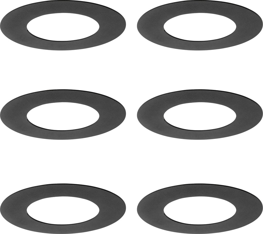 Sada 6 čiernych dištančných krúžkov pre zapustené bodové svetlá 7,5 - 13 cm - Spacer