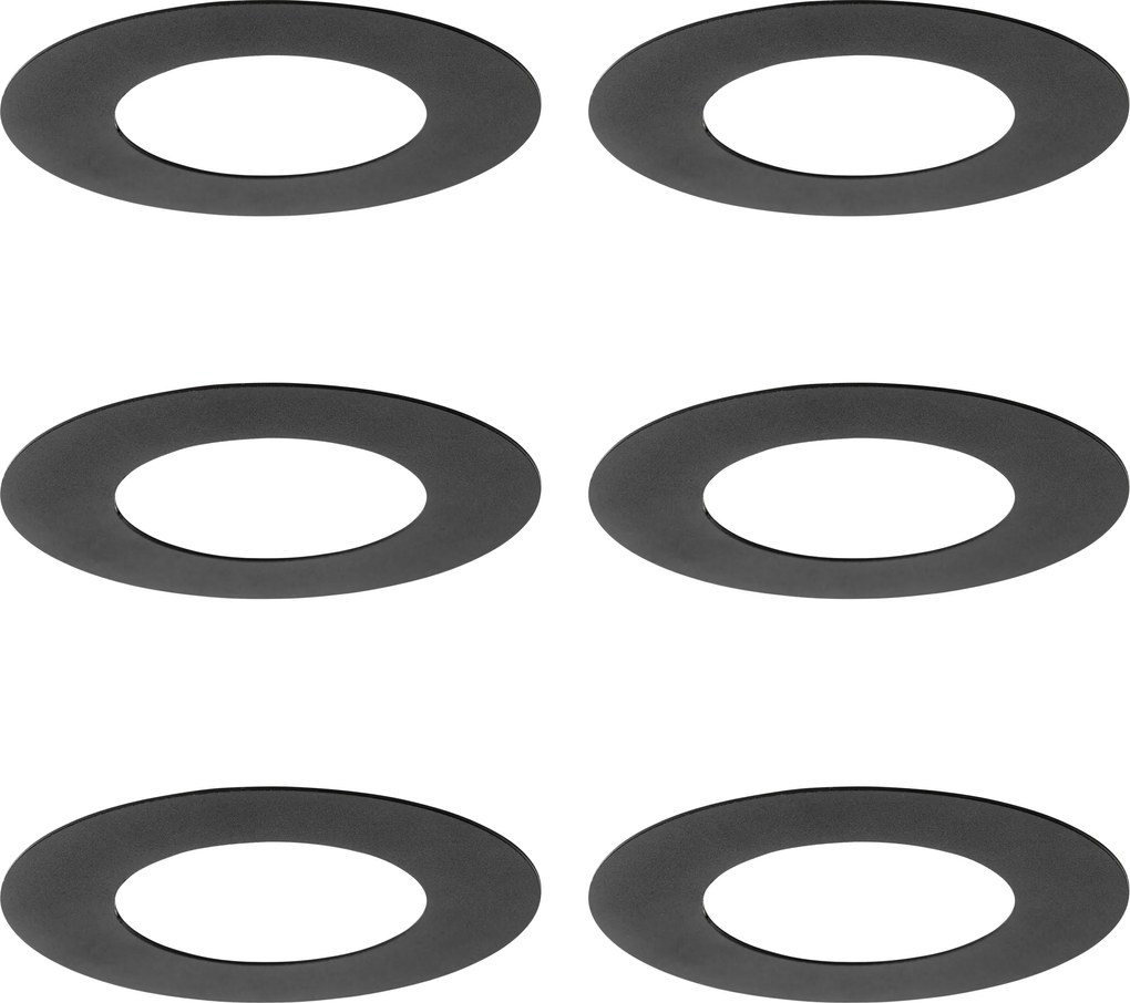 Sada 6 čiernych dištančných podložiek pre zapustené bodové svetlá 7,5 - 13 cm - Spacer
