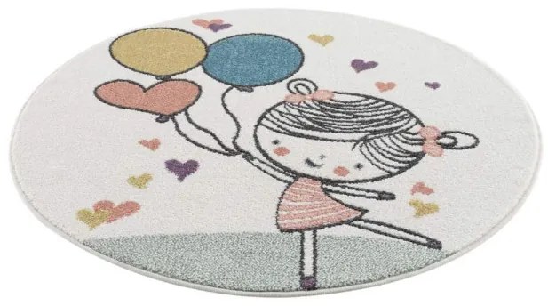 Detský koberec Girl Anime 9393 krém kruh