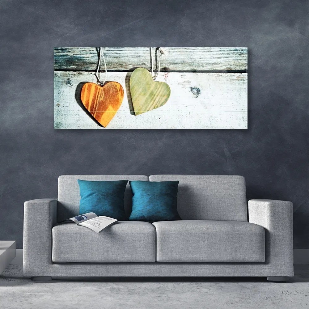 Obraz na skle Srdce drevo umenie 140x70 cm