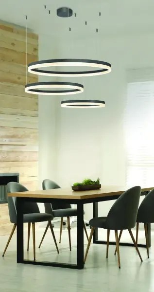 Moderný luster Halo 120+100+80 CCT čierna s diaľkovým ovládaním