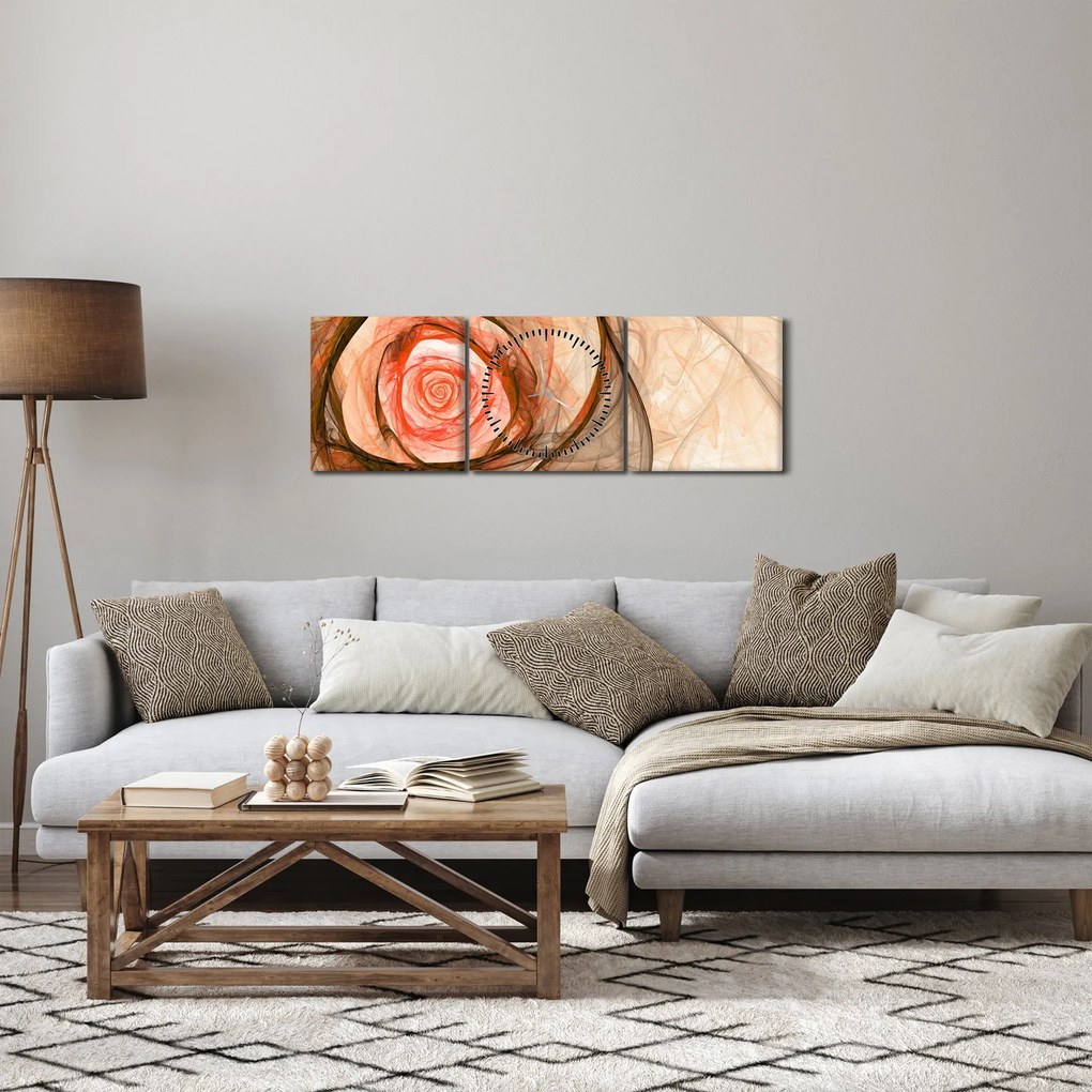 Obraz - Ruže umeleckého duchu (s hodinami) (90x30 cm)