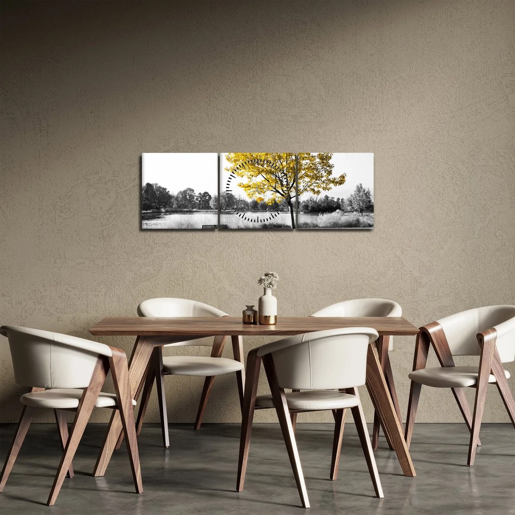 Obraz - Odpočinok v parku (s hodinami) (90x30 cm)