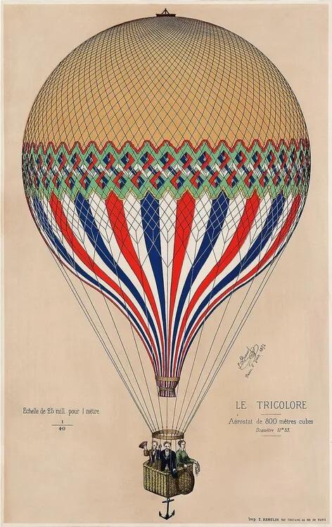 Plagát, Obraz - E. Hamelin - Heißluftballon Le Tricolore, (61 x 91.5 cm)