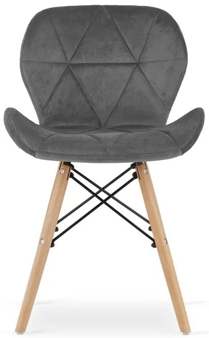 Set 4 zamatových kresiel LAGO - šedé