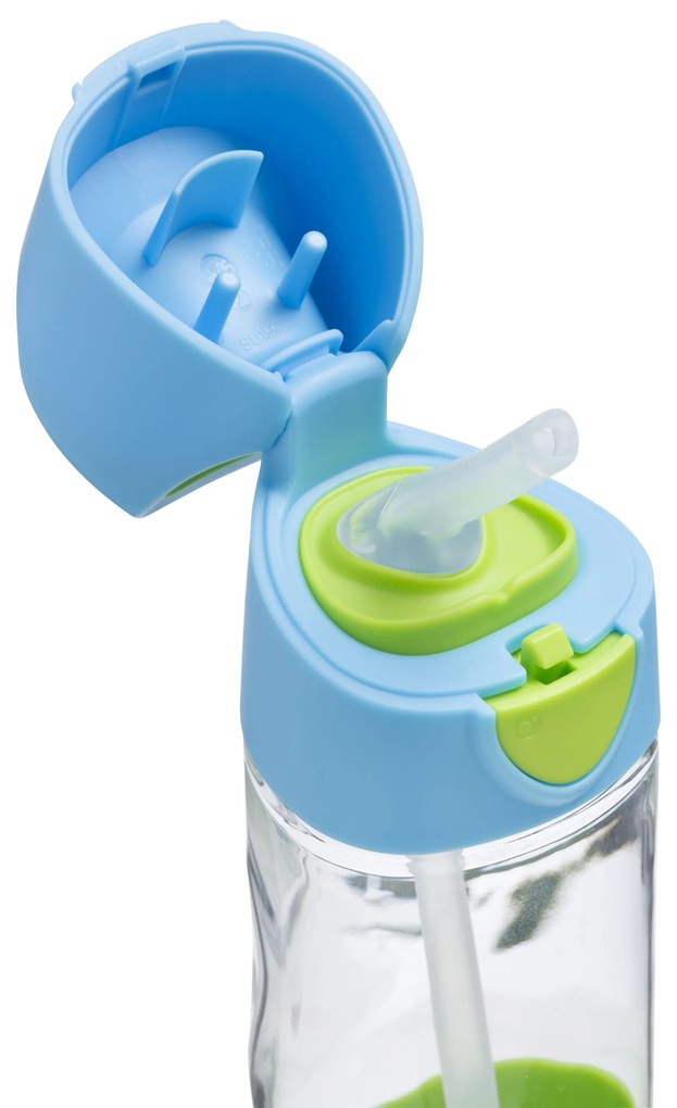 Fľaša na pitie so slamkou 450 ml - modrá/zelená