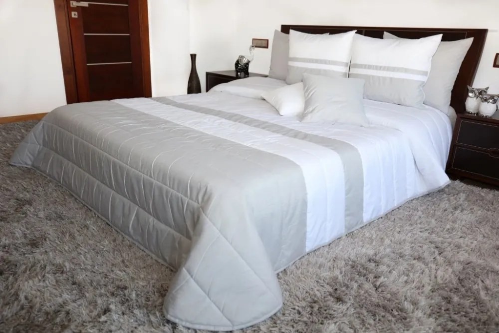 Bielo sivé prehozy na manželskú posteľ Šírka: 240 cm | Dĺžka: 260 cm