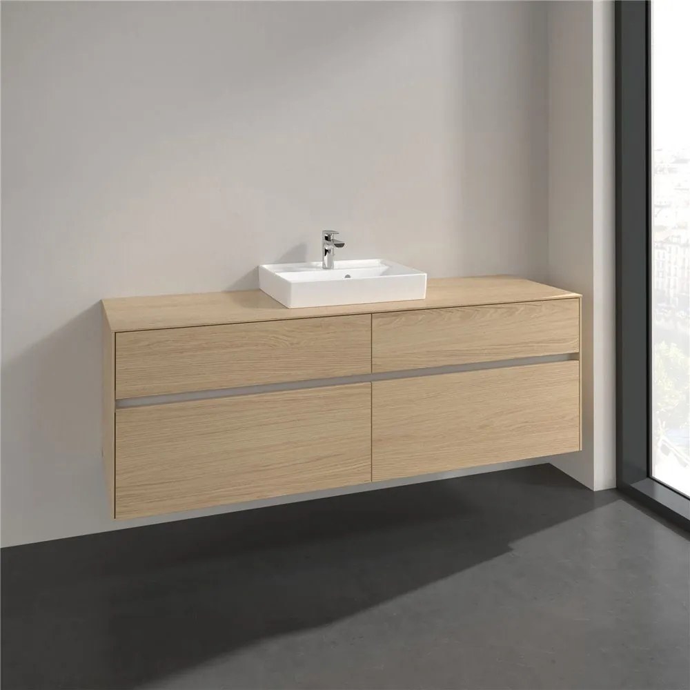 VILLEROY &amp; BOCH Collaro závesná skrinka pod umývadlo na dosku (umývadlo v strede), 4 zásuvky, 1600 x 500 x 548 mm, Nordic Oak, C07700VJ