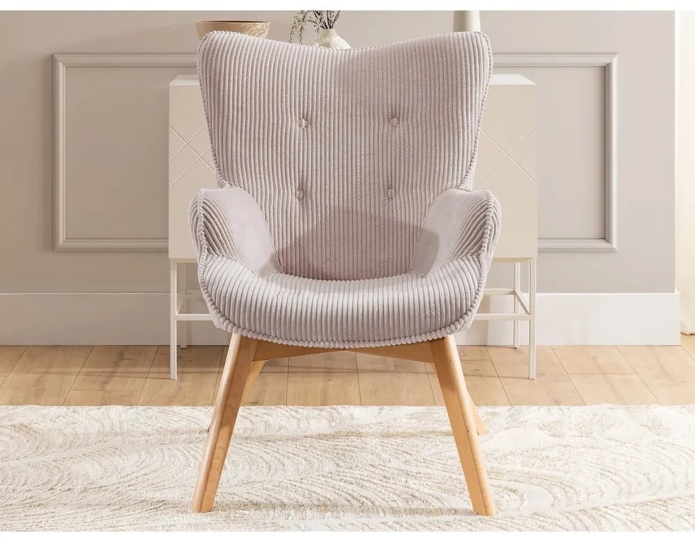 Svetloružové menčestrové kreslo Niko – Ropez