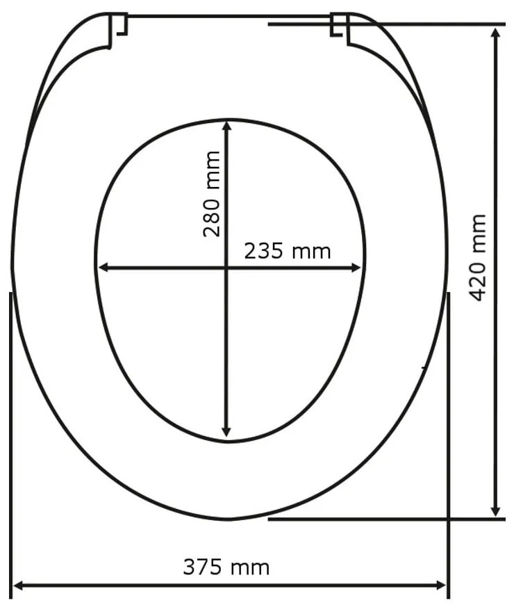 Biele WC sedadlo s jednoduchým zatváraním Wenko Kos, 44 × 37,5 cm