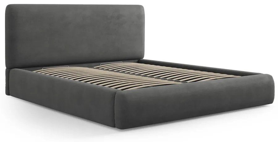Sivá čalúnená dvojlôžková posteľ s úložným priestorom s roštom 180x200 cm Colonel – Cosmopolitan Design