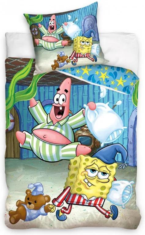 Detské obliečky Sponge Bob pyžamová párty ,140x200/70x90 cm