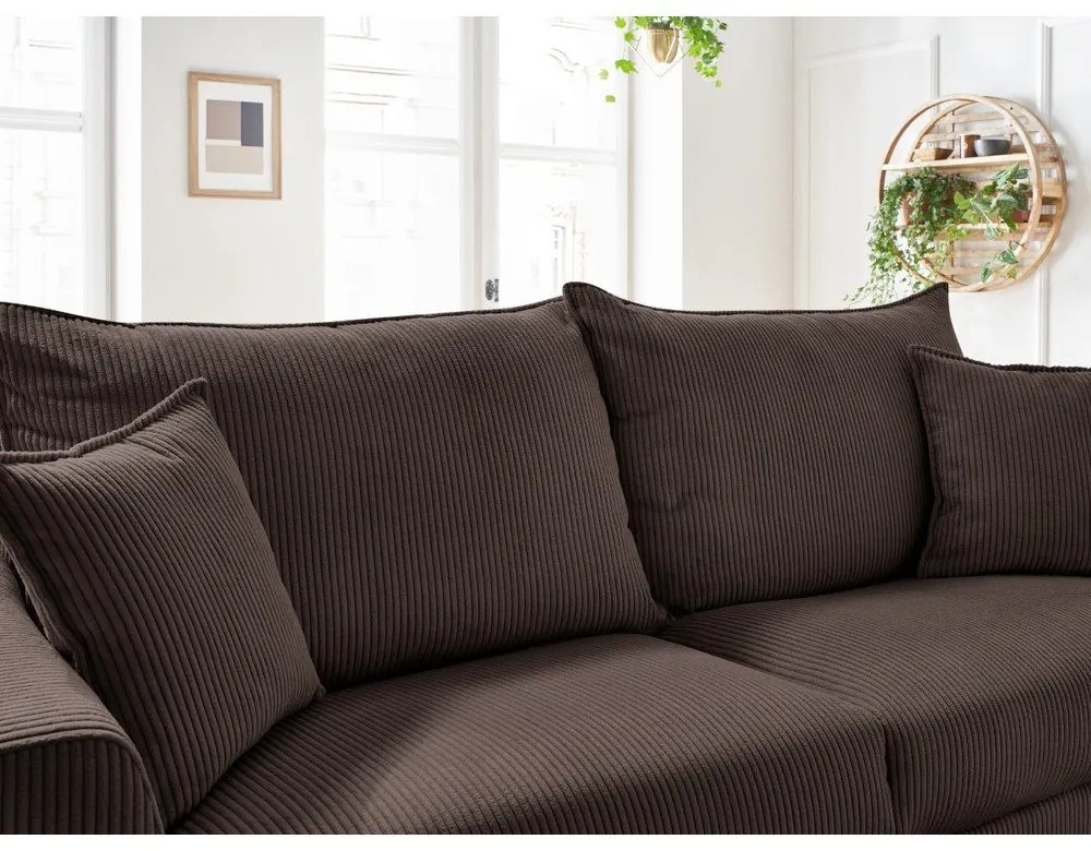 Hnedá menčestrová rozkladacia pohovka 225 cm Augustin – Bobochic Paris