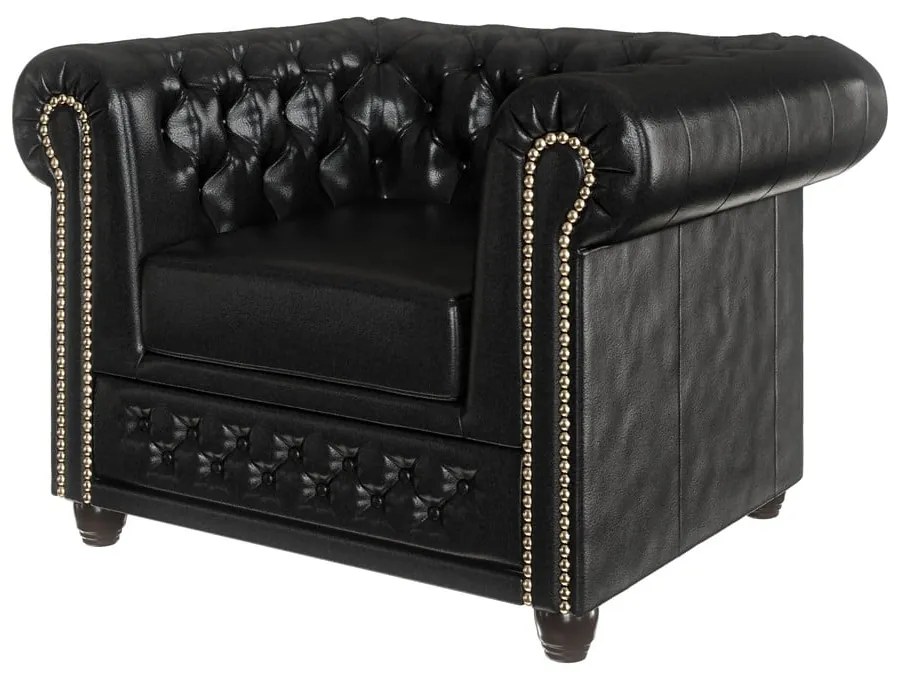 Čierne kreslo z imitácie kože York - Ropez