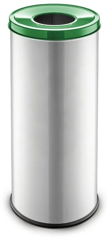 Alda Kovový kôš na triedený odpad 45 L strieborný, sklo