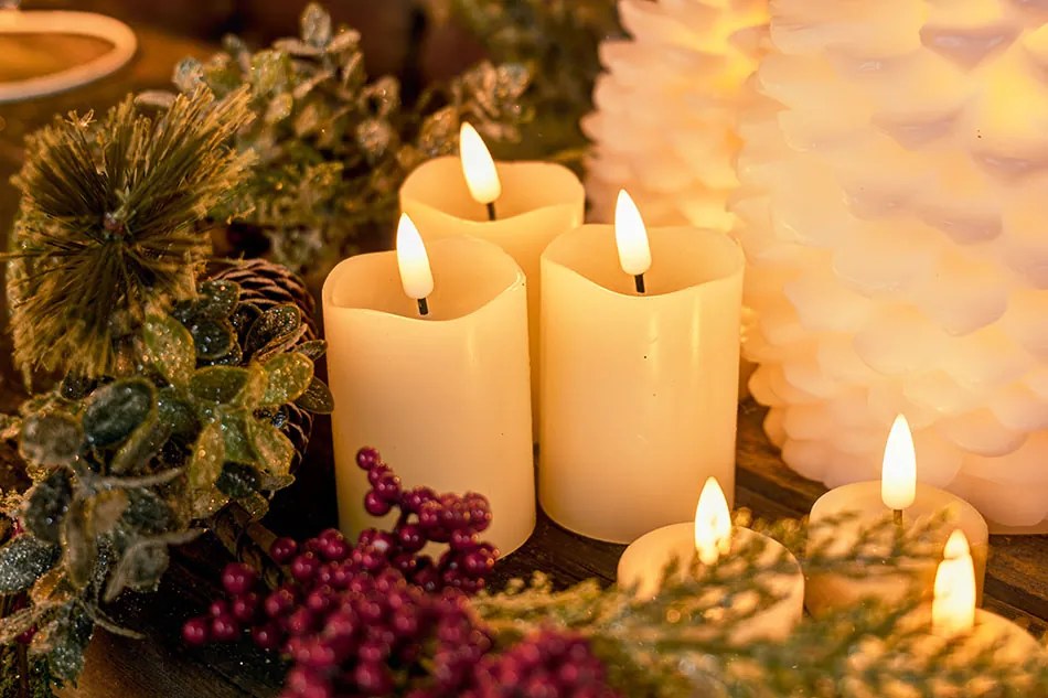 DECOLED LED sviečka, vosk, 5 x 7 cm, mandľová, sada 2 ks