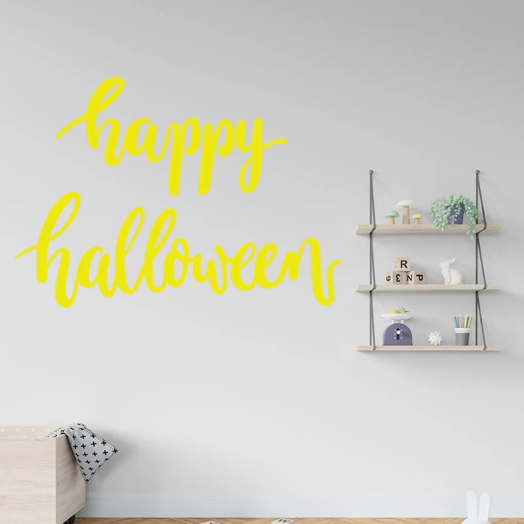 Veselá Stena Samolepka Happy Halloween Farba: oranžová, Veľkosť: 100 x 72 cm