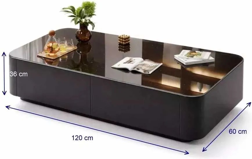 LuxuryForm DESIGN Konferenčný stolík ASTON 120 × 60 × 36 cm – čierny s tmavou doskou