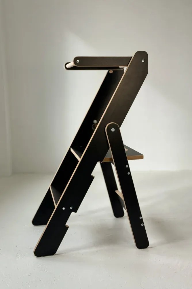 Učiaca montessori detská veža skladacia čierna