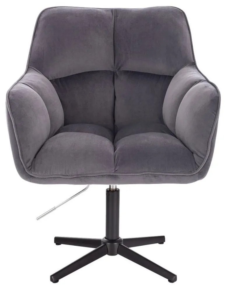 LuxuryForm DESIGN Kreslo AMALFI VELUR na čiernom kríži - tmavosivé