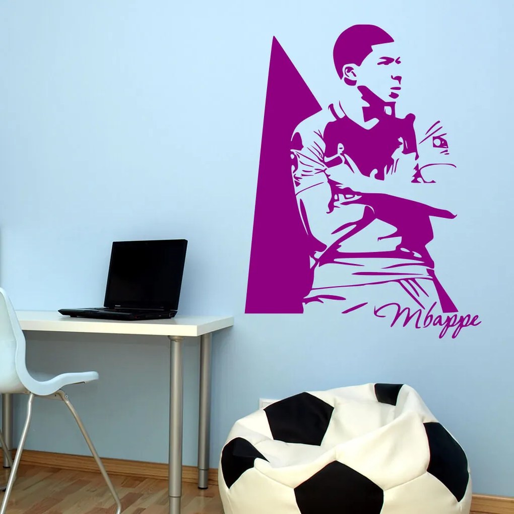Veselá Stena Samolepka Kylian Mbappé Farba: bílá, Veľkosť: 100 x 75 cm