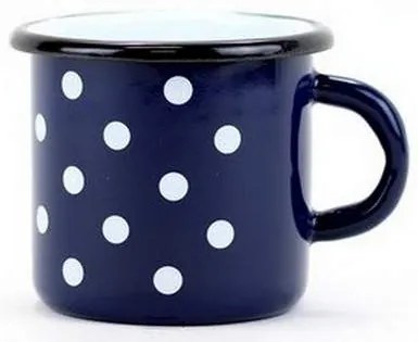 Belis smaltovaný hrnček modrý s bodkami , 8 cm, 0,35 L