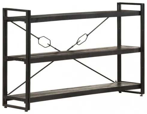 vidaXL Knižnica s 3 policami čierna 140x30x80 cm mangovníkový masív-