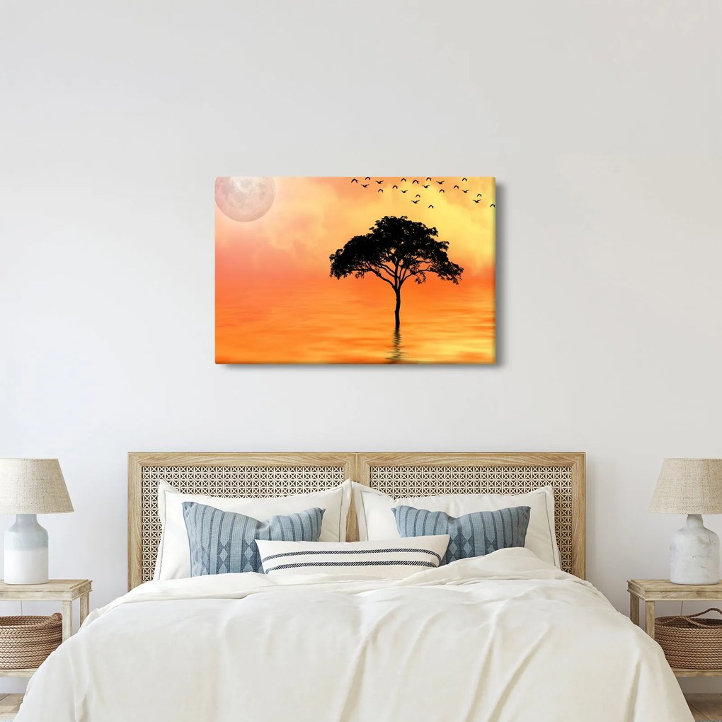 Obraz stromu pri západe slnka (90x60 cm)