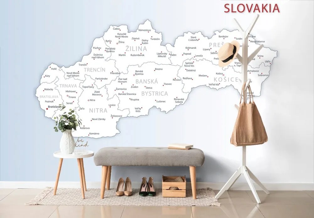 Samolepiaca tapeta podrobná mapa Slovenskej republiky