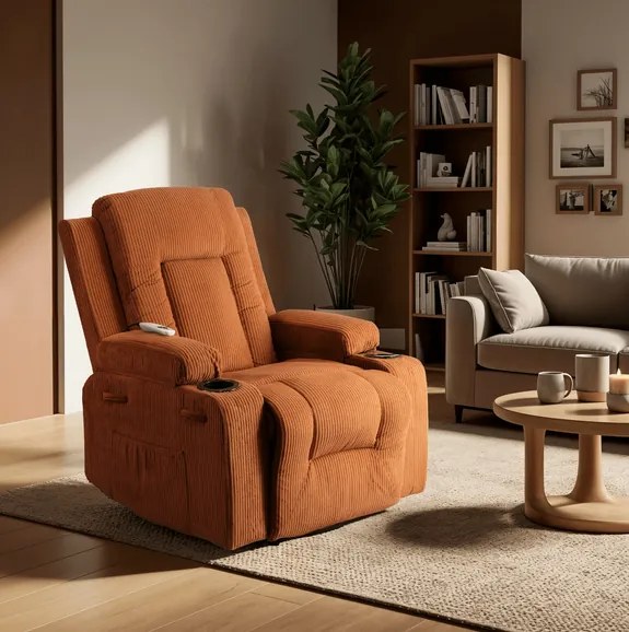 Masážne polohovateľné kreslo ARIEN ryšavý menšester - vintino.sk