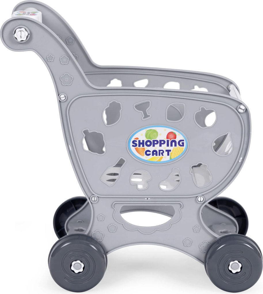Detský nákupný vozík - hračka do supermarketu s 18 potravinovými doplnkami, pre deti 3+