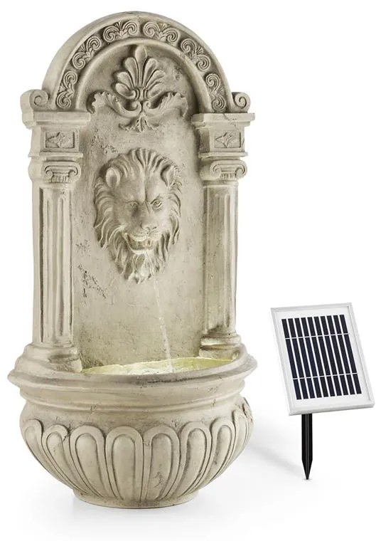 Blumfeldt Löwenstein, nástenná fontána, záhradná, solárny panel, 2 W, LED, polyresín, vzhľad kameňa